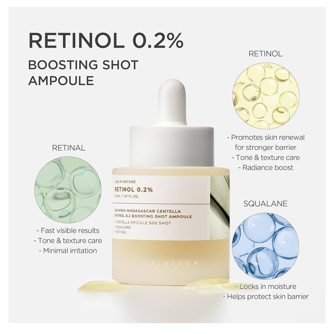 SKIN1004 Madagascar Retinol 0.2 Boosting Shot Ampoule