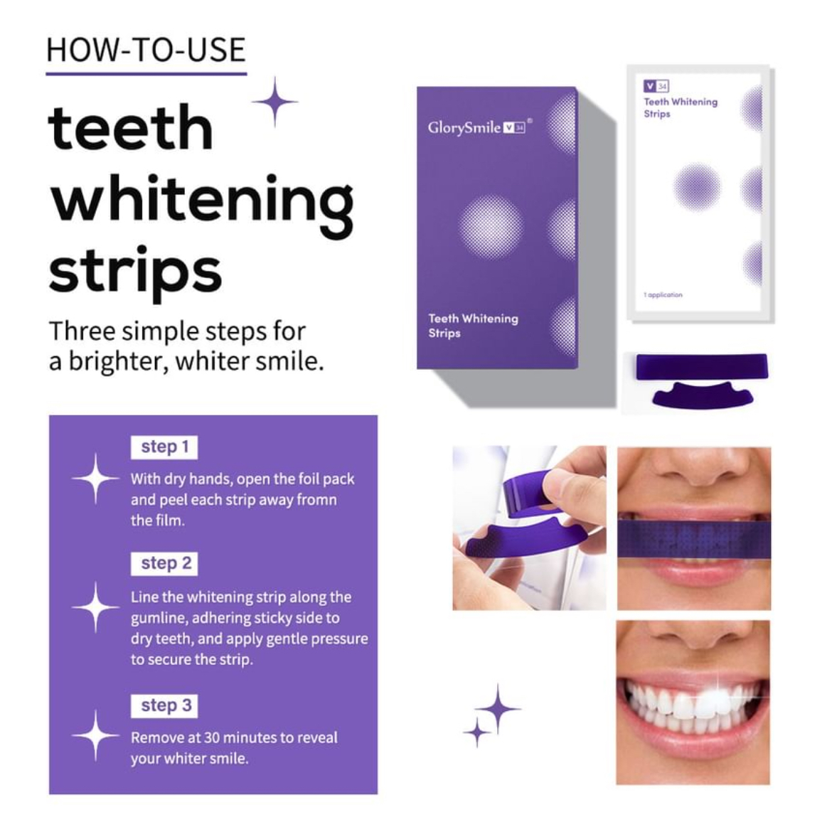 GlorySmile V34 Teeth Whitening Strips